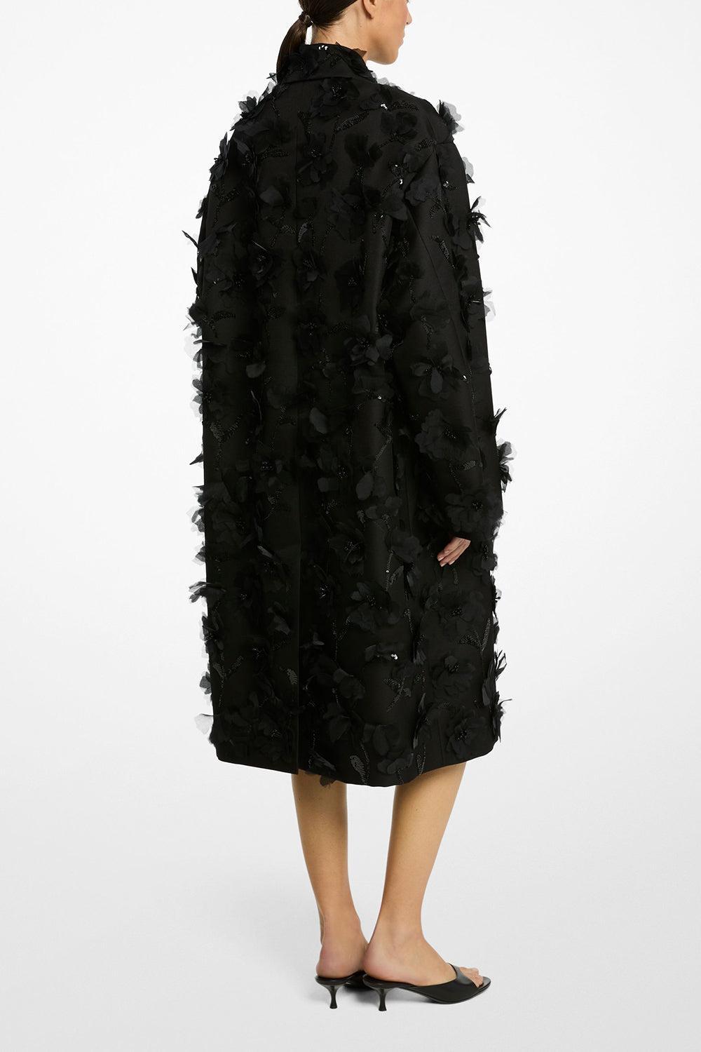 Floral Oversized Balmacaan-BLACK-XS-CLOTHINGCOATLONG-MICHAEL KORS COLLECTION