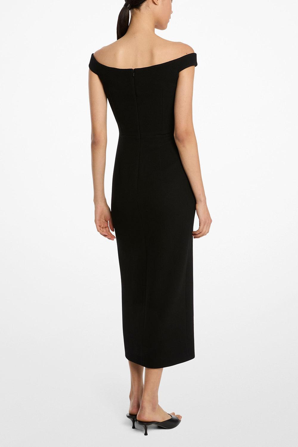 Off Shoulder Sheath Dress-BLACK-4-CLOTHINGDRESSCASUAL-MICHAEL KORS