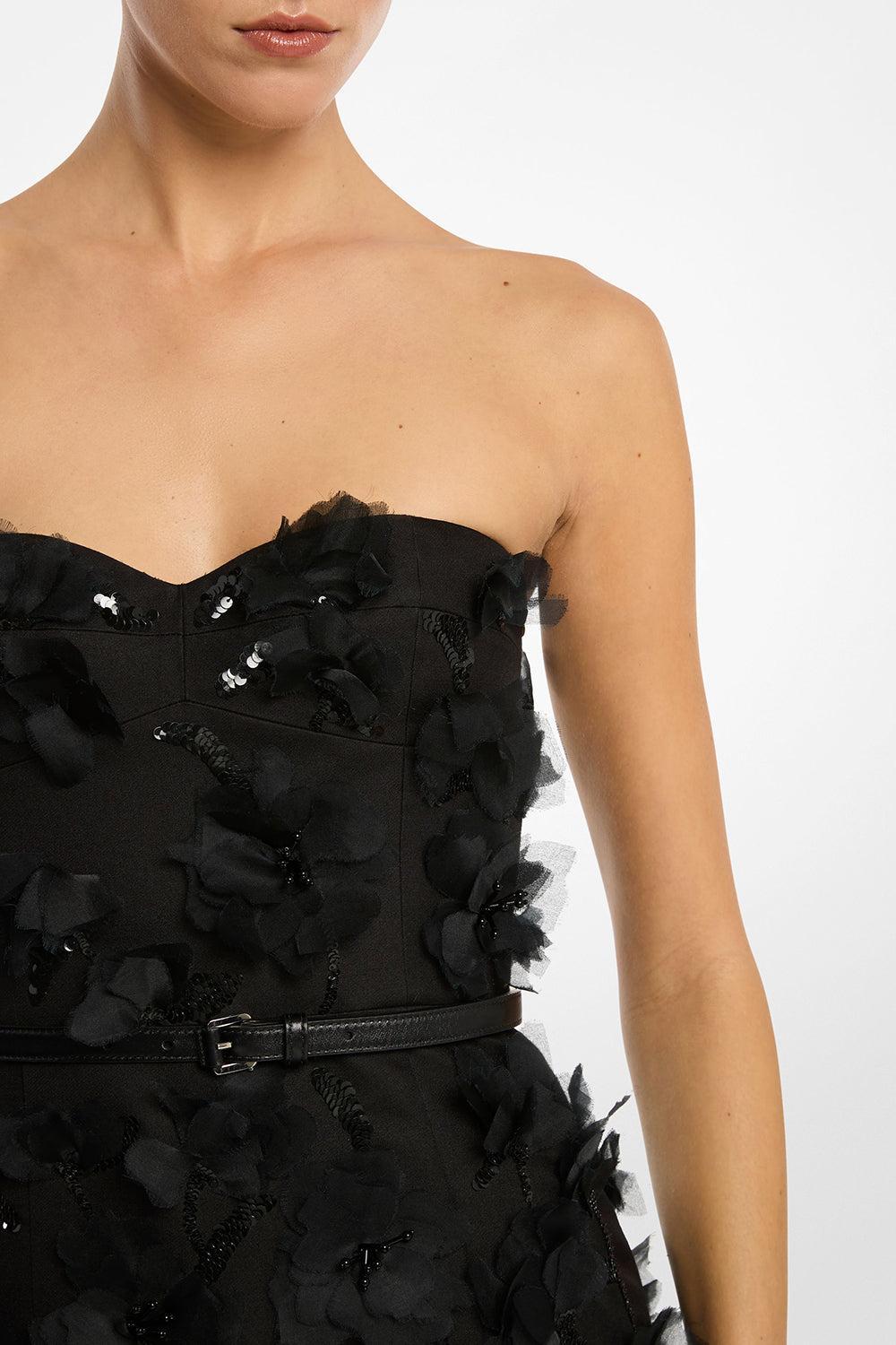 Floral Strapless Sheath Dress-BLACK-4-CLOTHINGDRESSCOCKTAIL-MICHAEL KORS COLLECTION