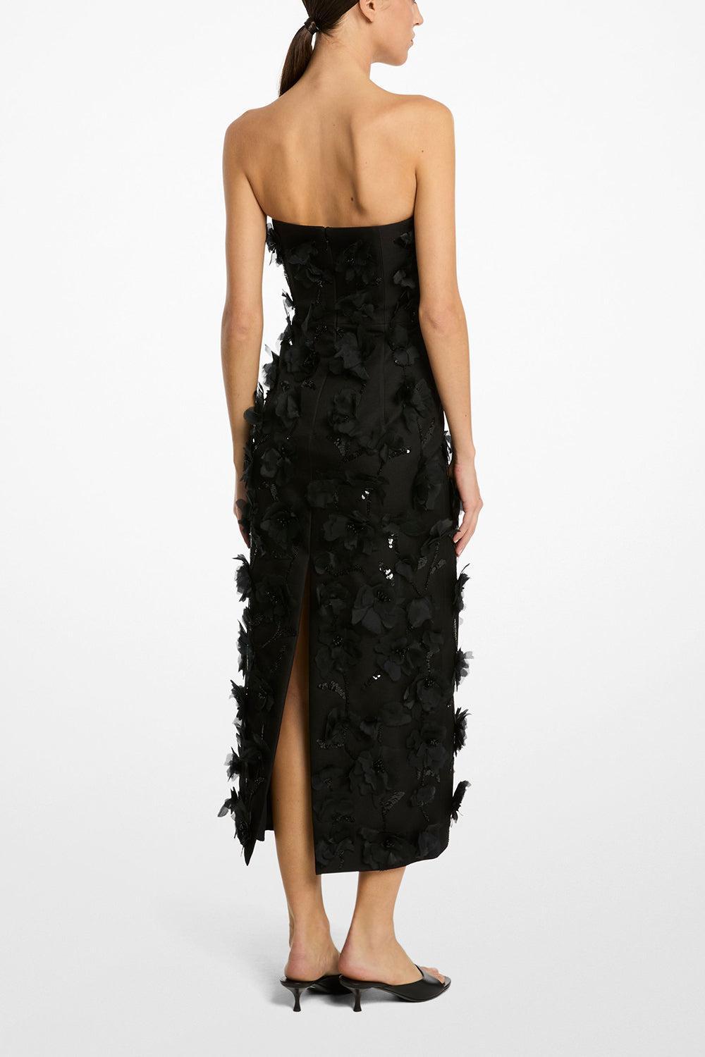 Floral Strapless Sheath Dress-BLACK-4-CLOTHINGDRESSCOCKTAIL-MICHAEL KORS COLLECTION