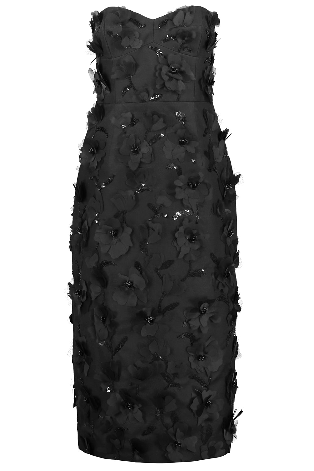 Floral Strapless Sheath Dress-BLACK-4-CLOTHINGDRESSCOCKTAIL-MICHAEL KORS COLLECTION