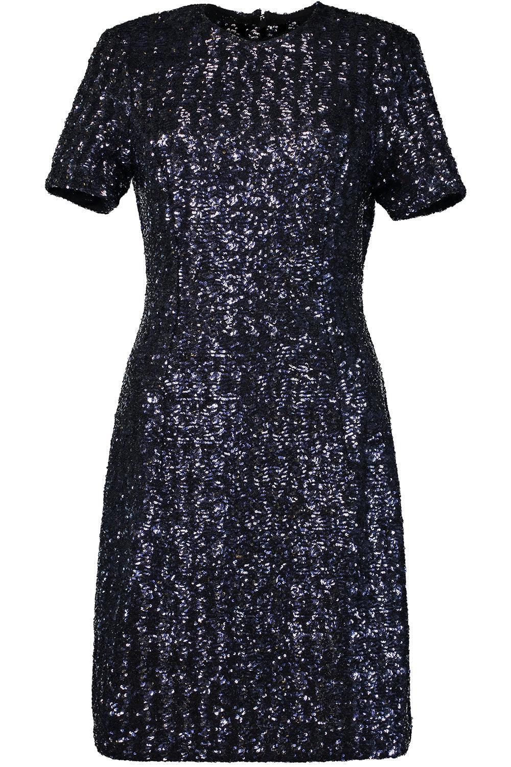 Embellished Short Sleeve Crewneck Dress-MARITIME-4-CLOTHINGDRESSCOCKTAIL-MICHAEL KORS