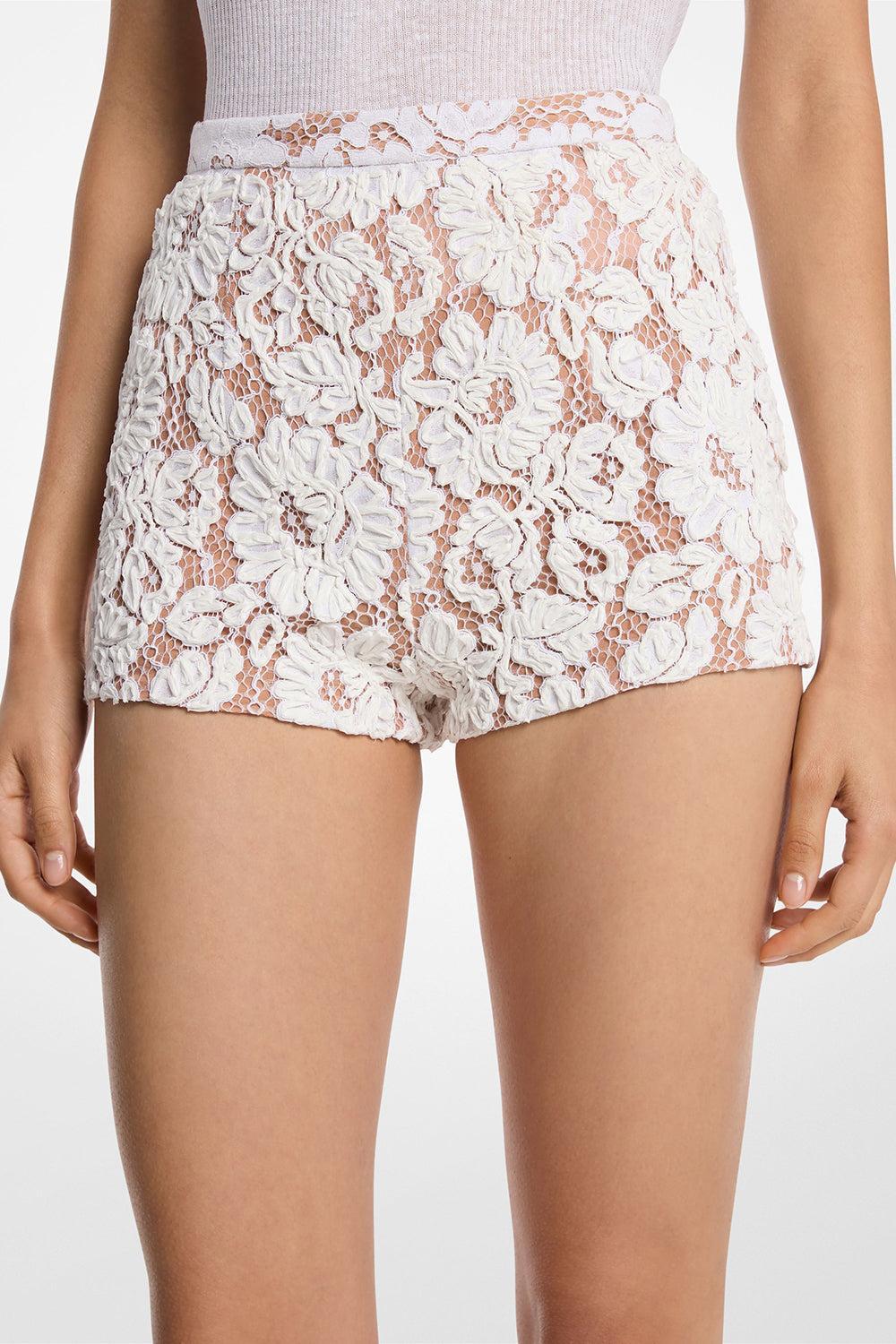 Hand Embroidered Short-OPTIC WH-4-CLOTHINGPANTSHORT-MICHAEL KORS COLLECTION