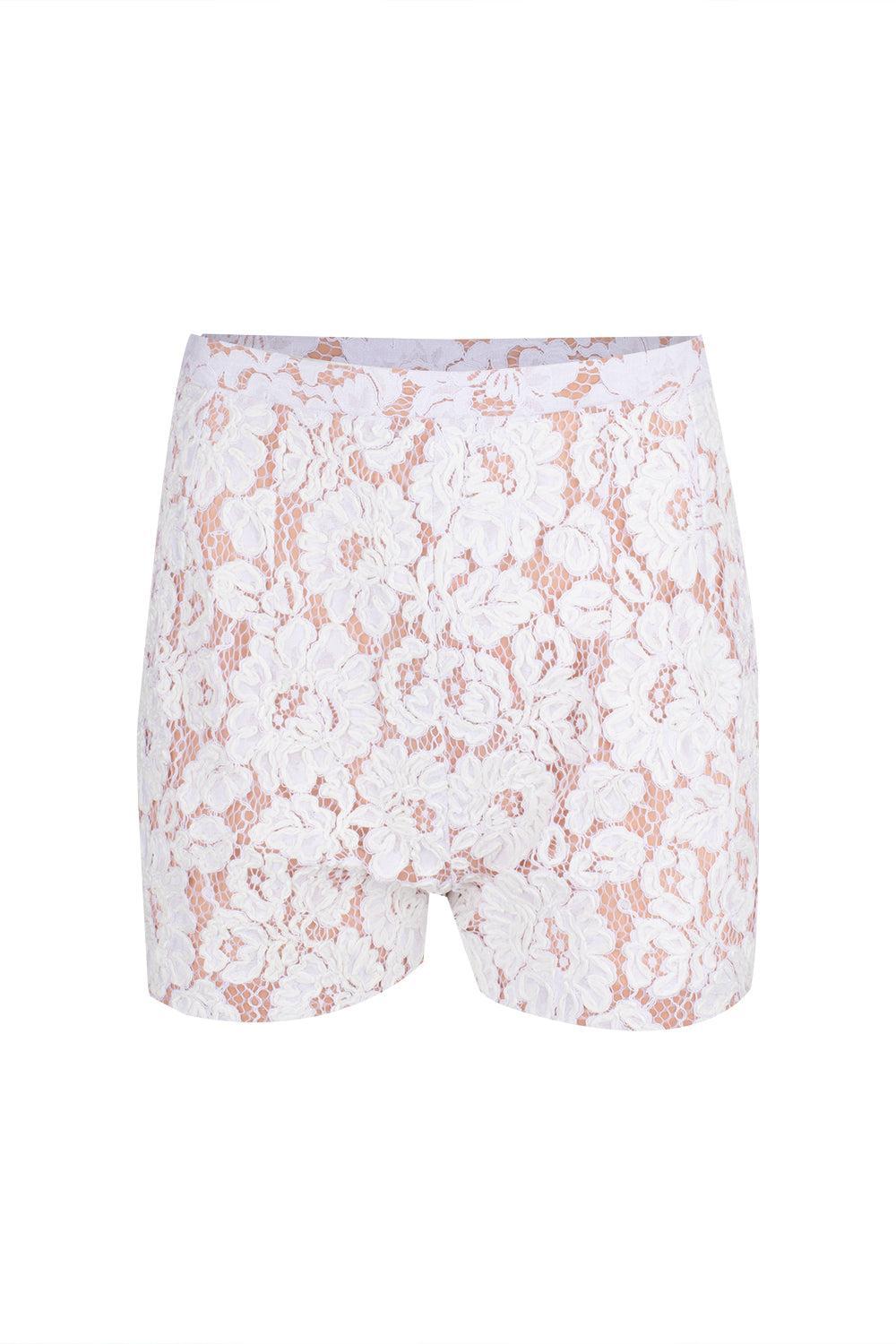 Hand Embroidered Short-OPTIC WH-4-CLOTHINGPANTSHORT-MICHAEL KORS COLLECTION