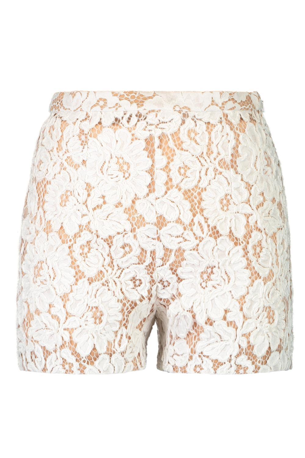 Embroidered Floral Shorts-OPTICWHT-2-CLOTHINGPANTSHORT-MICHAEL KORS COLLECTION