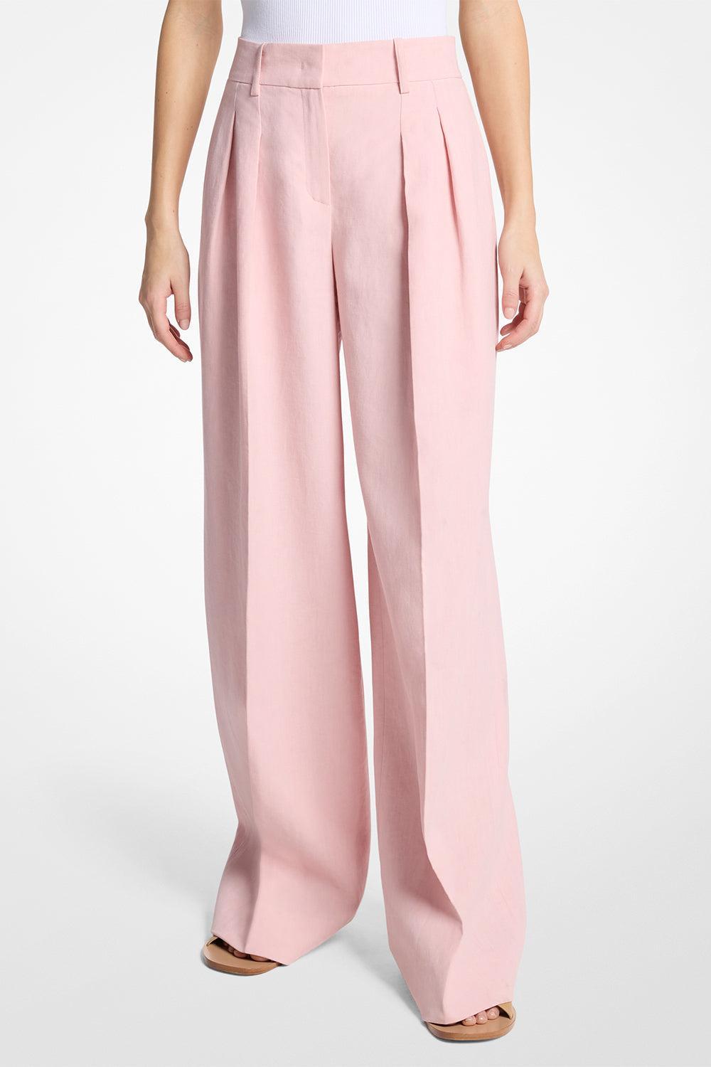 Pleated Slouch Trouser-PINK-4-CLOTHINGPANTWIDE LEG-MICHAEL KORS COLLECTION