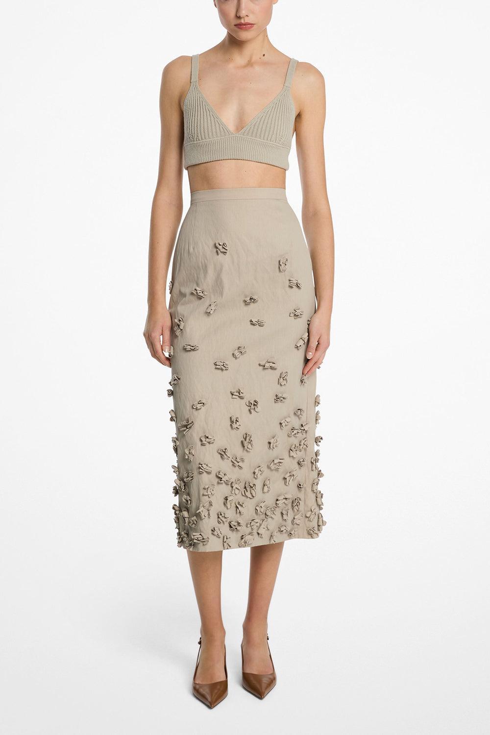 Floral Pencil Skirt-ALMOND-2-CLOTHINGSKIRTKNEE LENGT-MICHAEL KORS COLLECTION