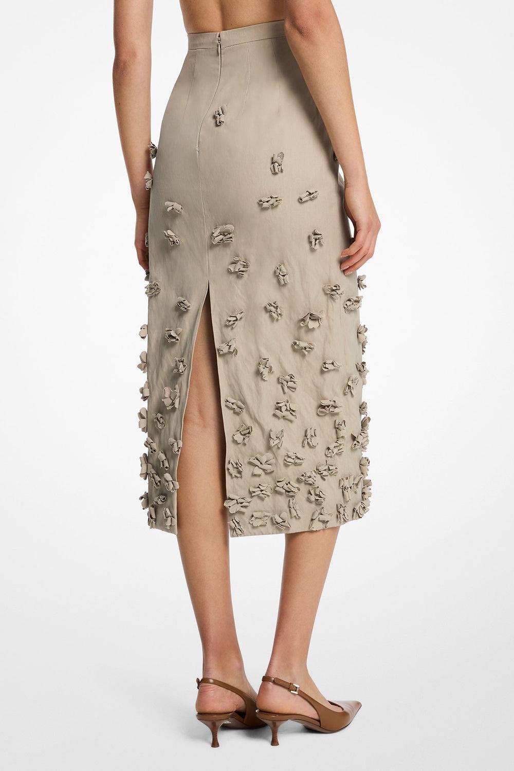 Floral Pencil Skirt-ALMOND-2-CLOTHINGSKIRTKNEE LENGT-MICHAEL KORS COLLECTION