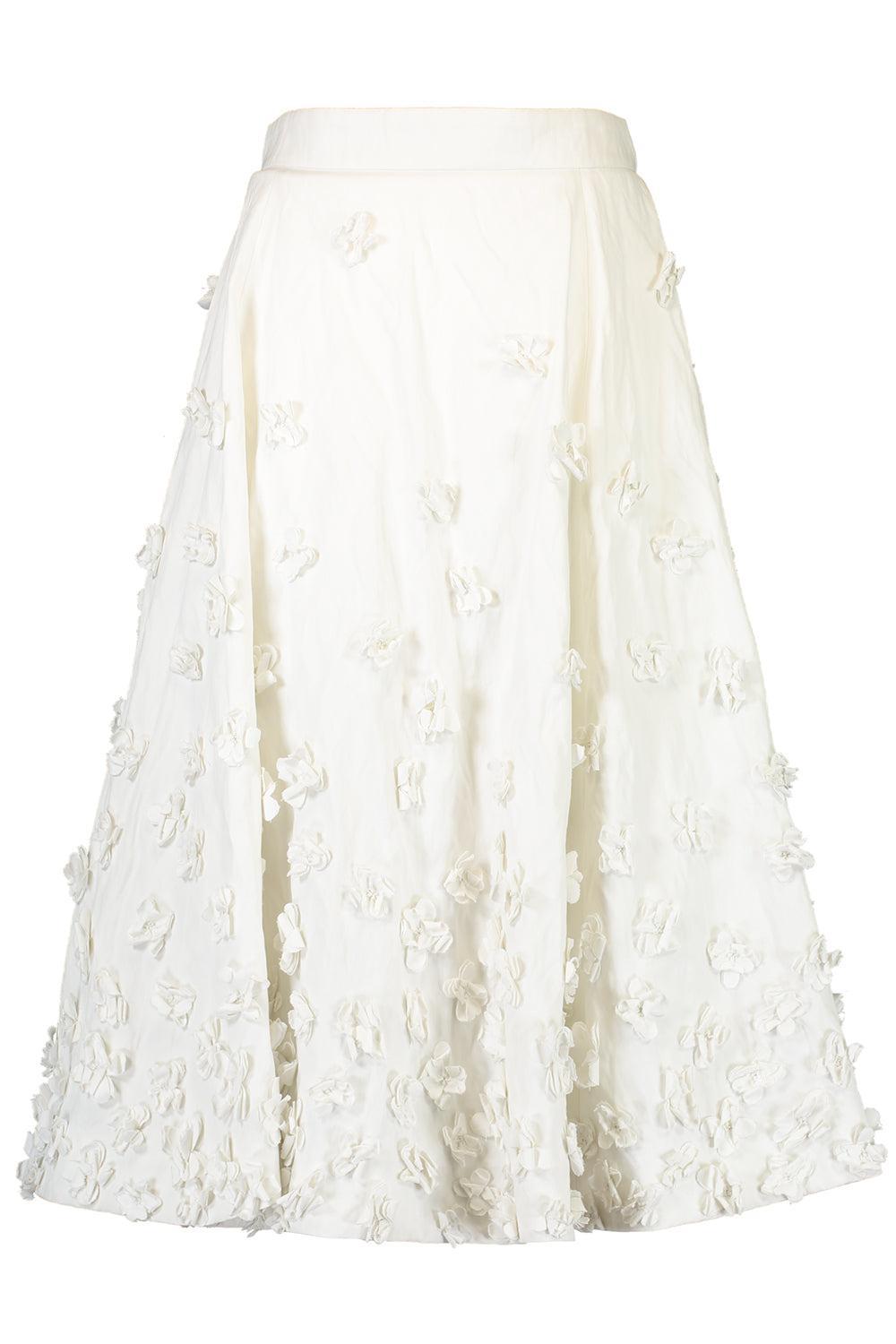 Floral Crushed Circle Skirt-OPTIC WH-2-CLOTHINGSKIRTKNEE LENGT-MICHAEL KORS