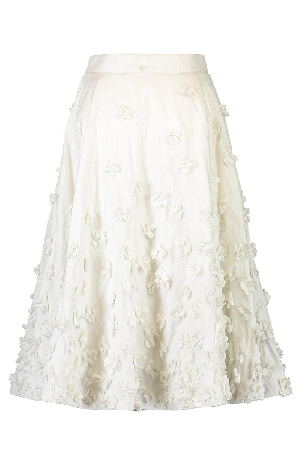 Floral Crushed Circle Skirt-OPTIC WH-2-CLOTHINGSKIRTKNEE LENGT-MICHAEL KORS