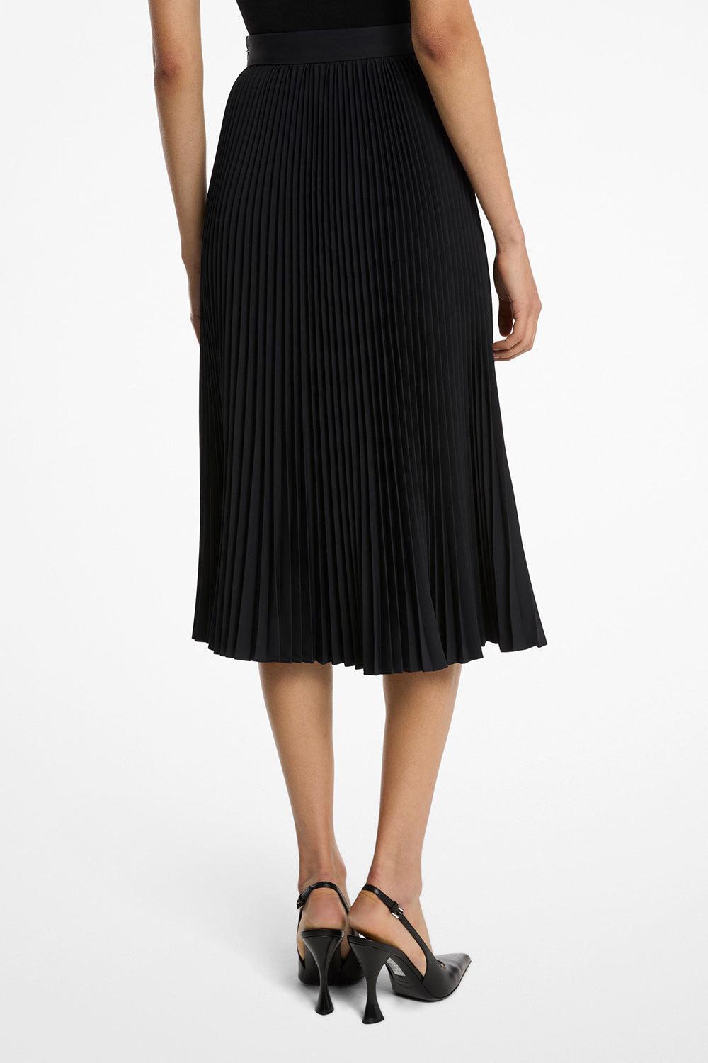 Pleated Slit Skirt-BLACK-0-CLOTHINGSKIRTMIDI-MICHAEL KORS COLLECTION