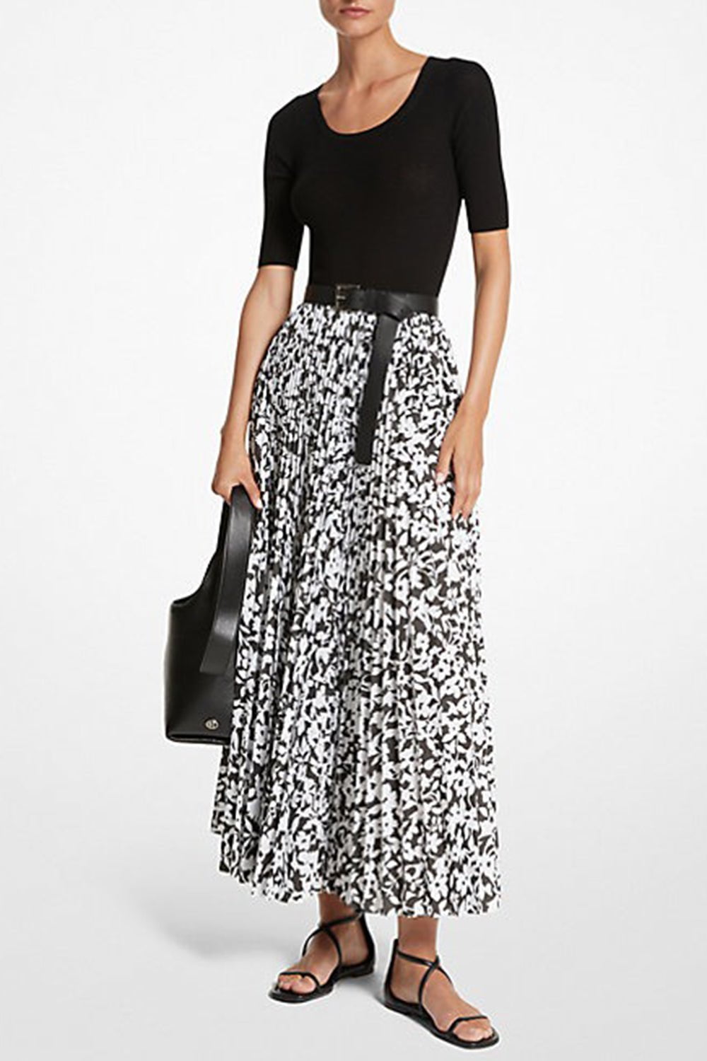 MICHAEL KORS COLLECTION-Floral Pleated Skirt-