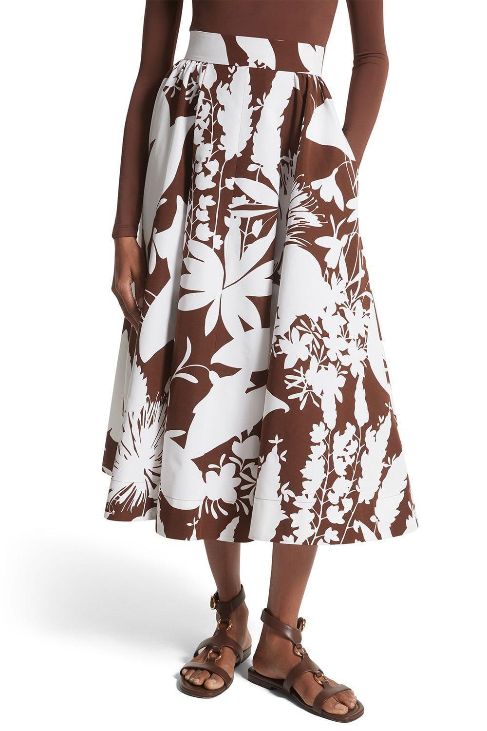 MICHAEL KORS COLLECTION-Shadow Floral Midi Skirt-