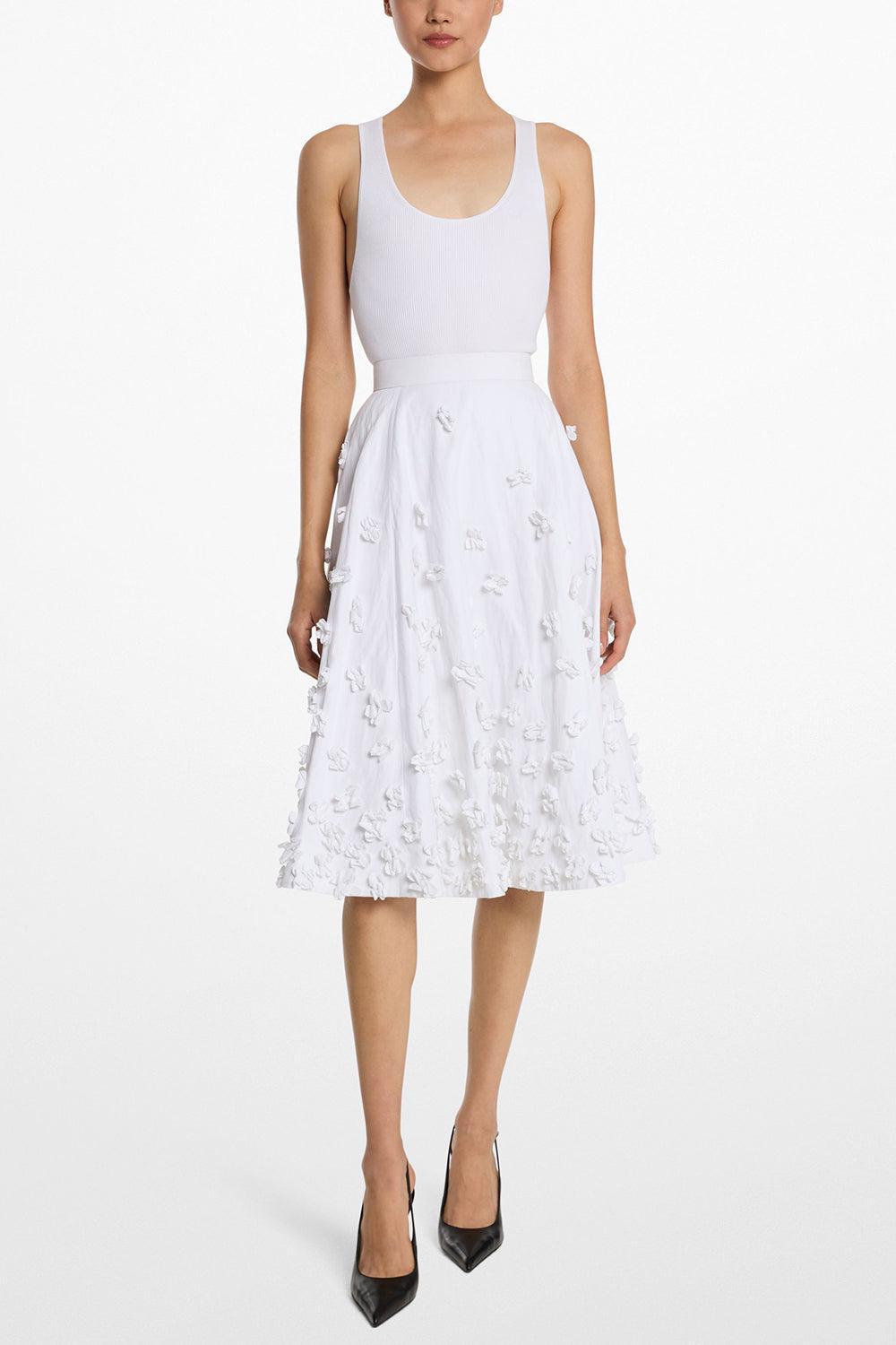 Embroidered Floral Circle Skirt-OPTICWHT-0-CLOTHINGSKIRTMIDI-MICHAEL KORS COLLECTION