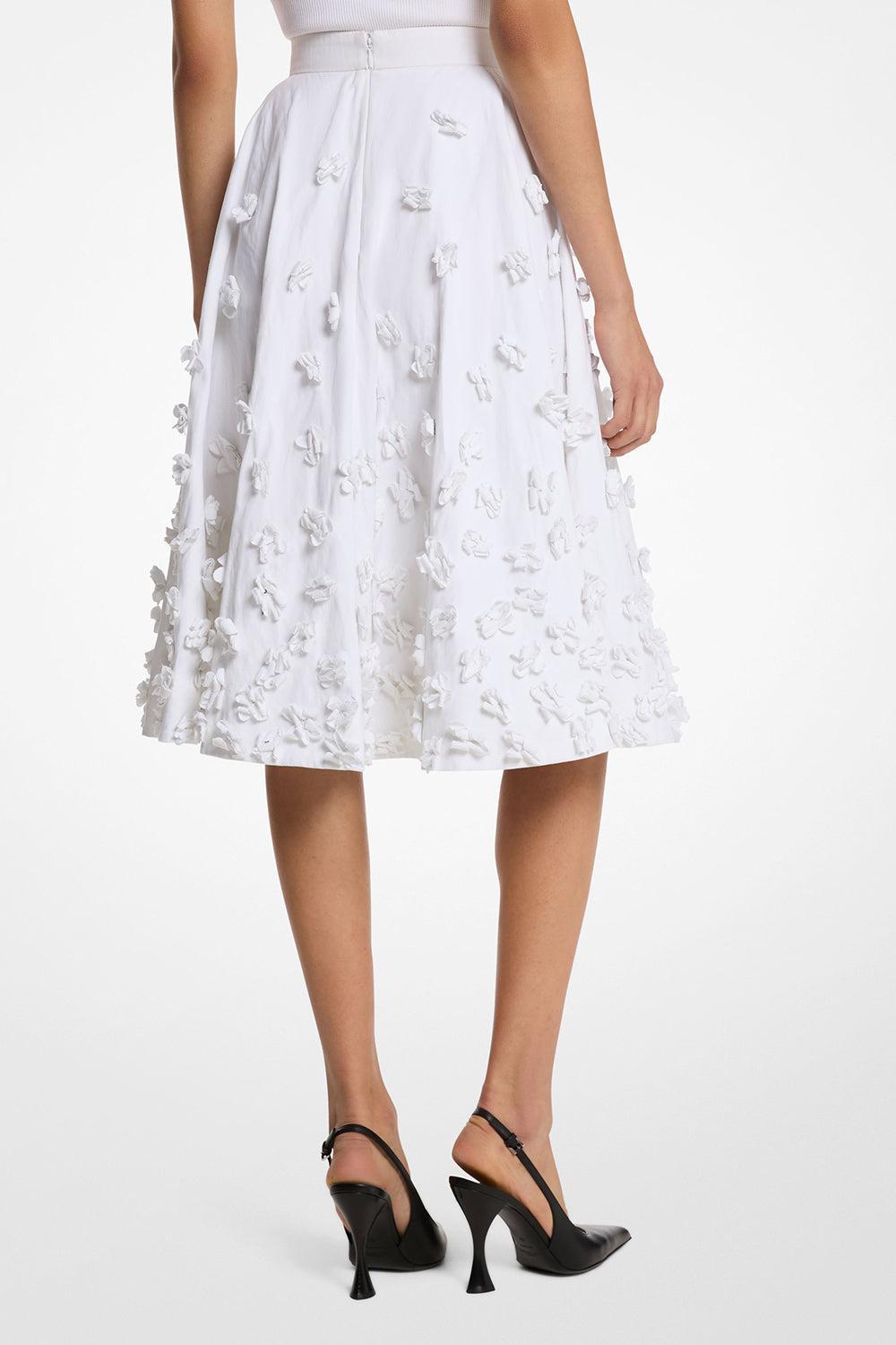 Embroidered Floral Circle Skirt-OPTICWHT-0-CLOTHINGSKIRTMIDI-MICHAEL KORS COLLECTION