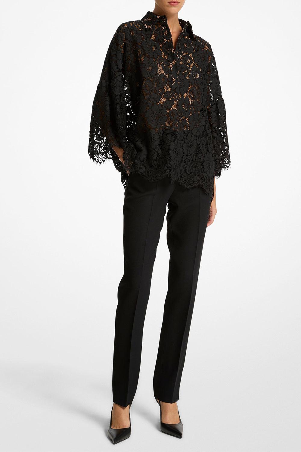 Flare Sleeve Button Down Shirt-BLACK-S-CLOTHINGTOPBLOUSE-MICHAEL KORS COLLECTION