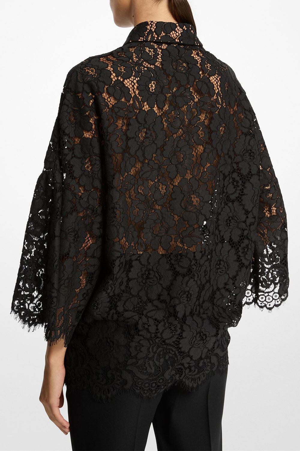 Flare Sleeve Button Down Shirt-BLACK-S-CLOTHINGTOPBLOUSE-MICHAEL KORS COLLECTION