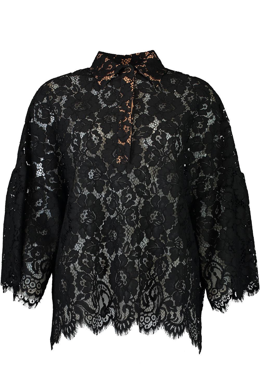 Flare Sleeve Button Down Shirt-BLACK-S-CLOTHINGTOPBLOUSE-MICHAEL KORS COLLECTION