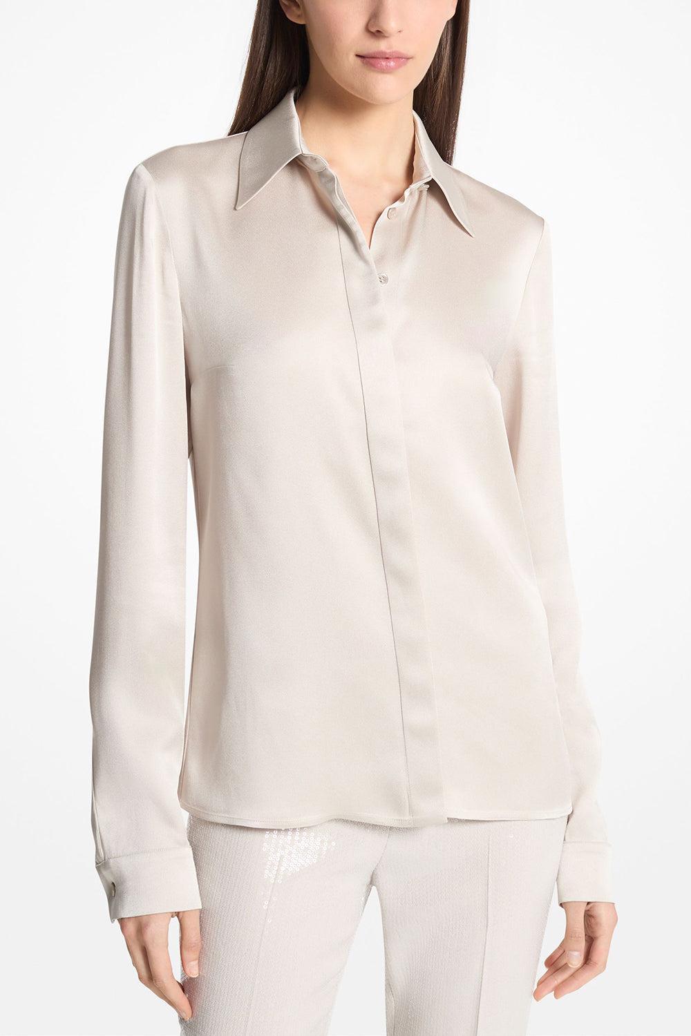 Hansen Button Front Shirt-OYSTER-2-CLOTHINGTOPBLOUSE-MICHAEL KORS COLLECTION