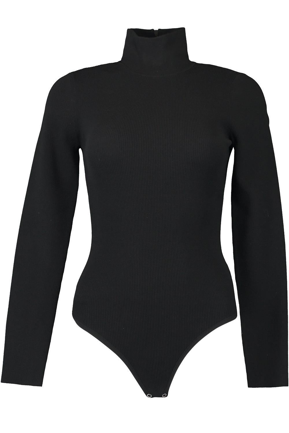 Stretch Turtleneck Bodysuit-BLACK-S-CLOTHINGTOPBODYSUIT-MICHAEL KORS COLLECTION
