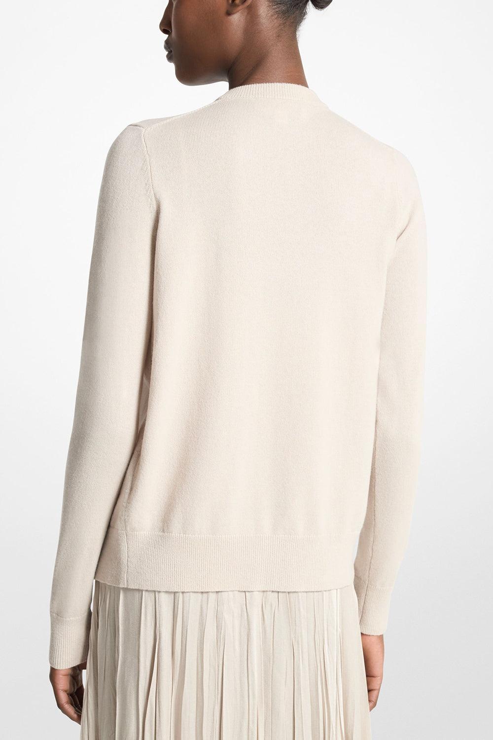 V-Neck Cardigan-OYSTER-XS-CLOTHINGTOPCARDIGAN-MICHAEL KORS COLLECTION