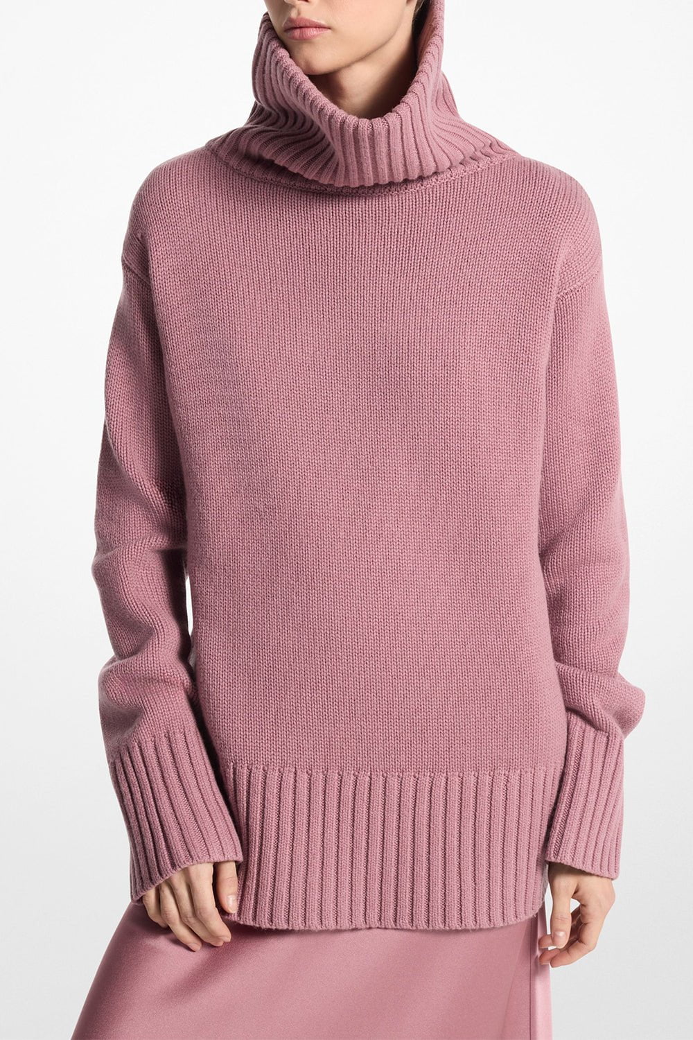 MICHAEL KORS COLLECTION-Oversized Turtleneck Pullover - Mauve-