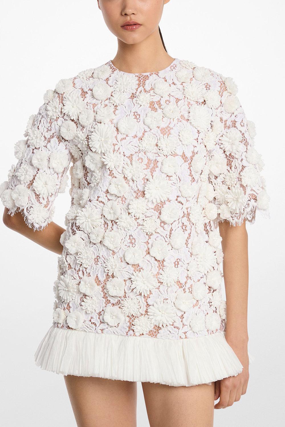 Embroidered Floral Tunic Dress-OPTIC WH-XS-CLOTHINGTOPKNITS-MICHAEL KORS COLLECTION