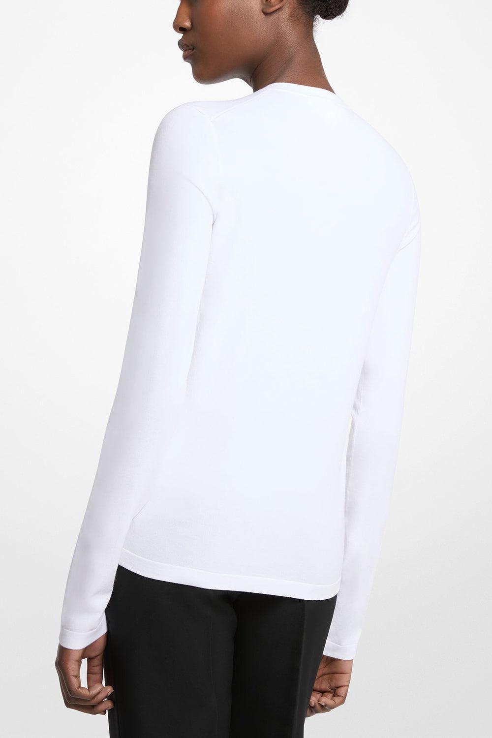 Longsleeve Crewneck Tee-OPTIC WHITE-XS-CLOTHINGTOPKNITS-MICHAEL KORS COLLECTION