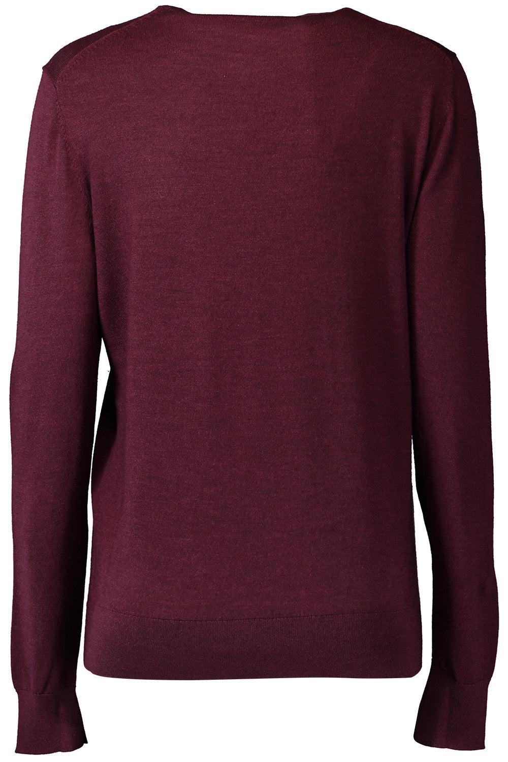 Long Sleeve Crewneck Pullover - Wine-RED-XS-CLOTHINGTOPSWEATER-MICHAEL KORS COLLECTION