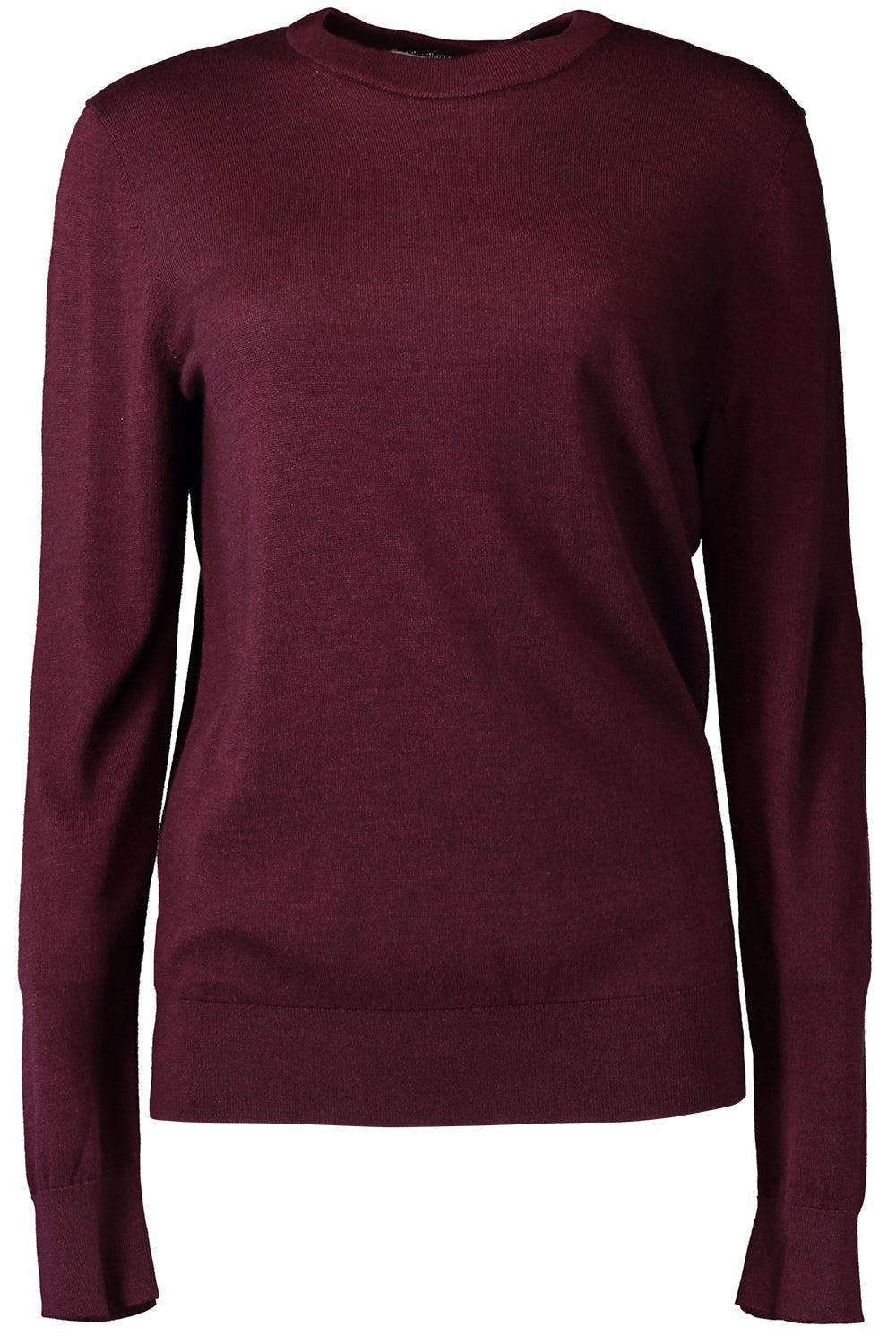  Long Sleeve Crewneck Pullover - Wine-RED-XS-CLOTHINGTOPSWEATER-MICHAEL KORS COLLECTION 
