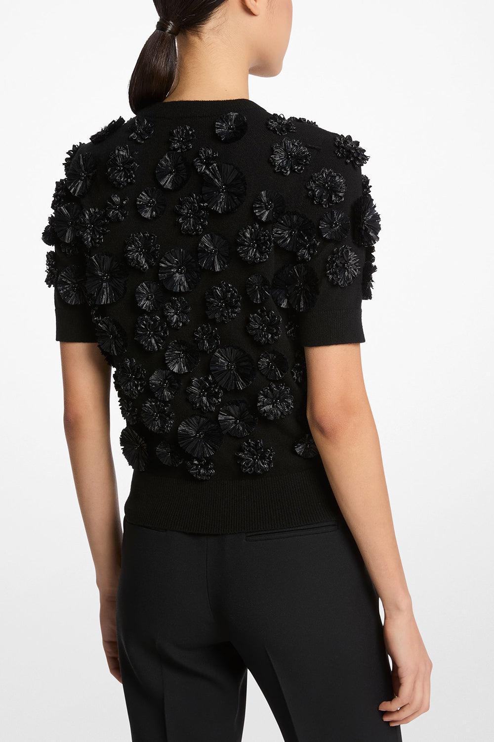 Embroidered Floral Shell Top - Black-BLACK-S-CLOTHINGTOPTANK-MICHAEL KORS COLLECTION