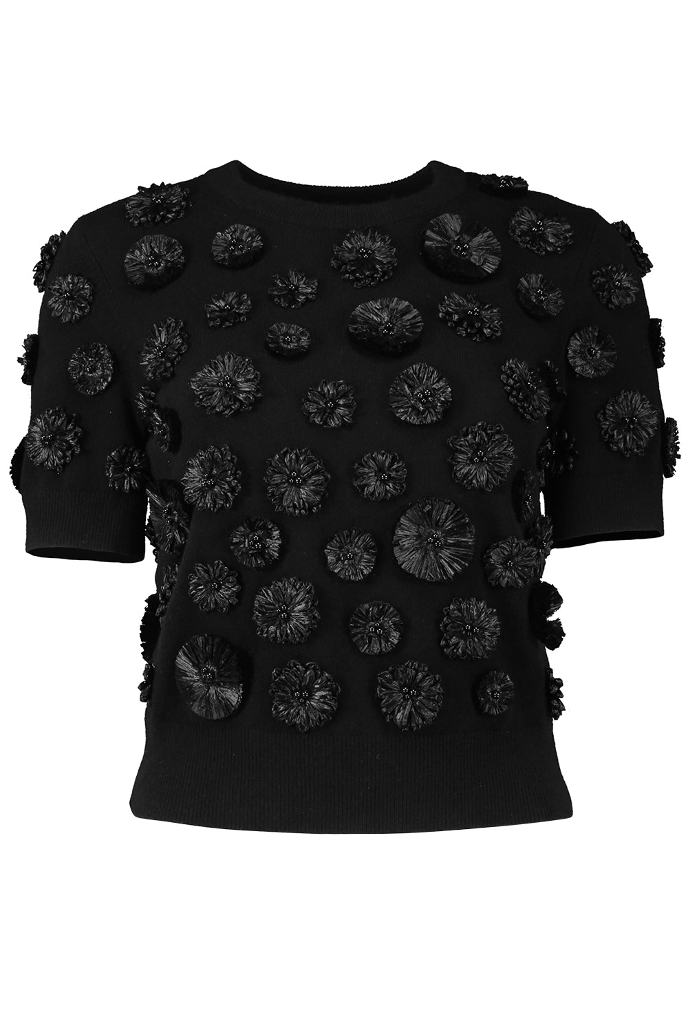 Embroidered Floral Shell Top - Black-BLACK-S-CLOTHINGTOPTANK-MICHAEL KORS COLLECTION