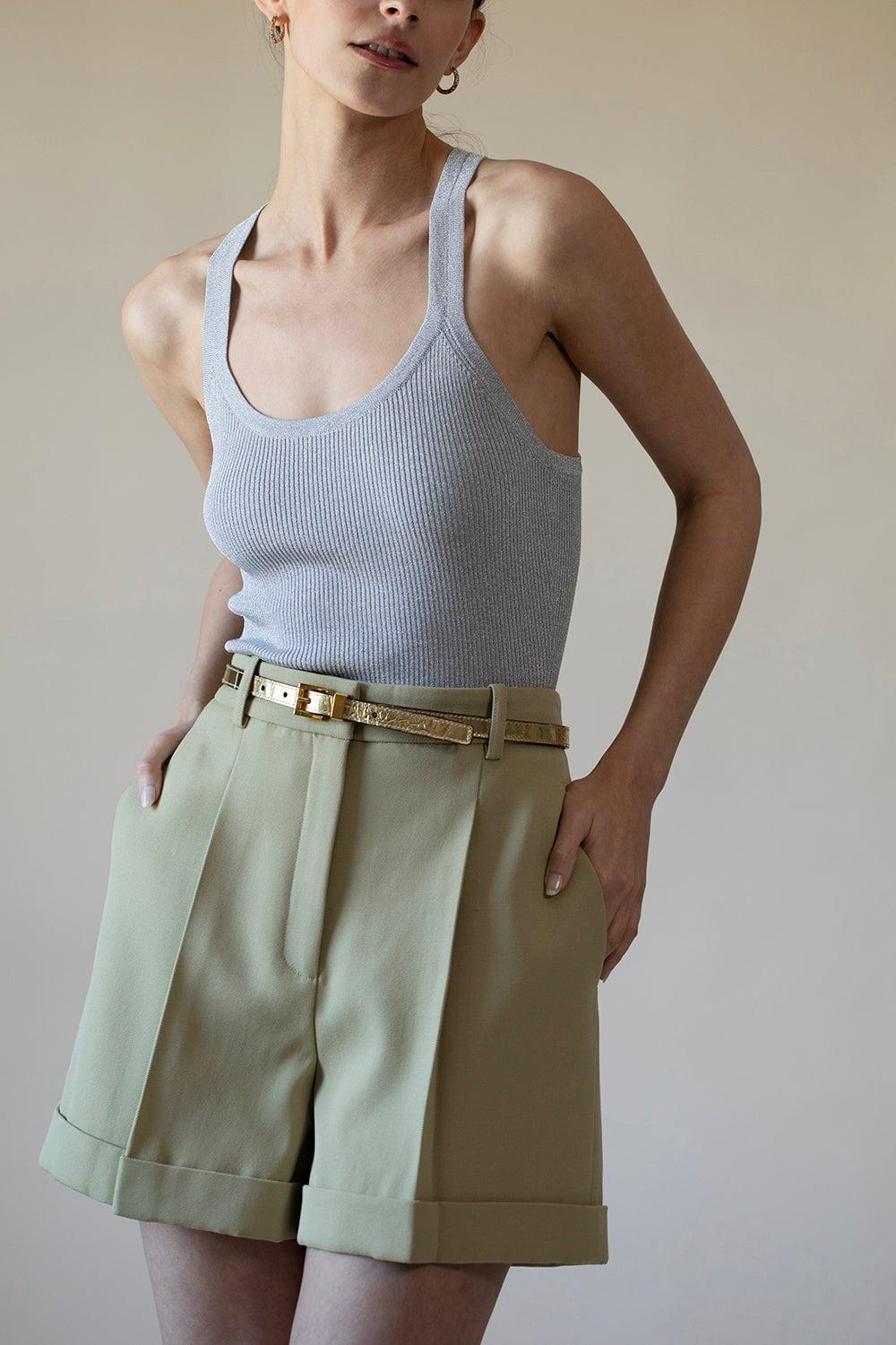 MICHAEL KORS COLLECTION-Ribbed Racer Tank-