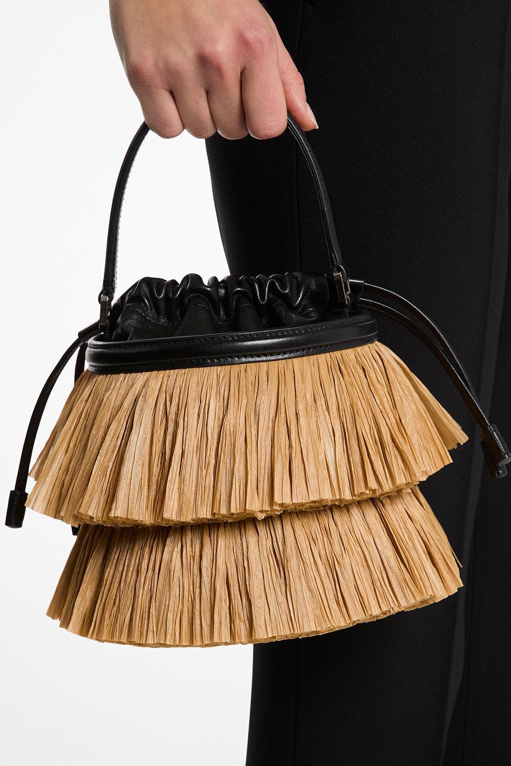 Mini Ischia Bucket Bag - Natural Black-NAT/BLK-HANDBAGSHOULDER-MICHAEL KORS COLLECTION