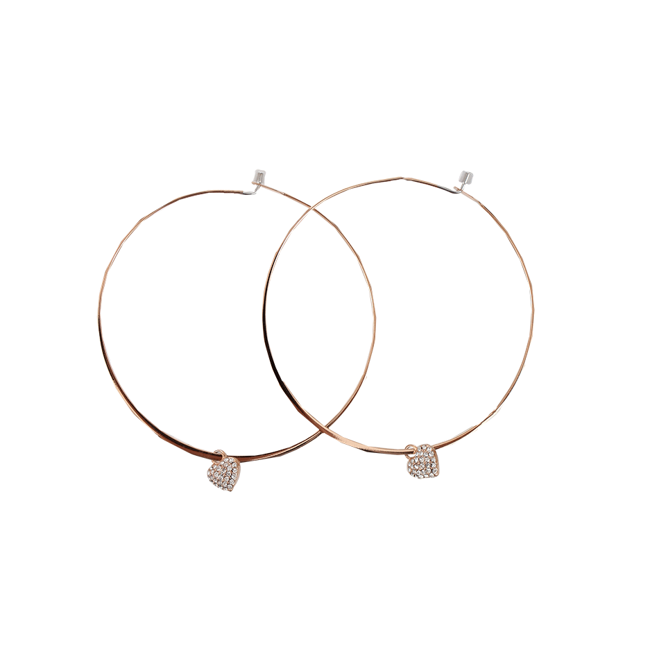 MICHAEL KORS JEWELRY-Pave Drop Heart Hoop Earrings-ROSE GLD