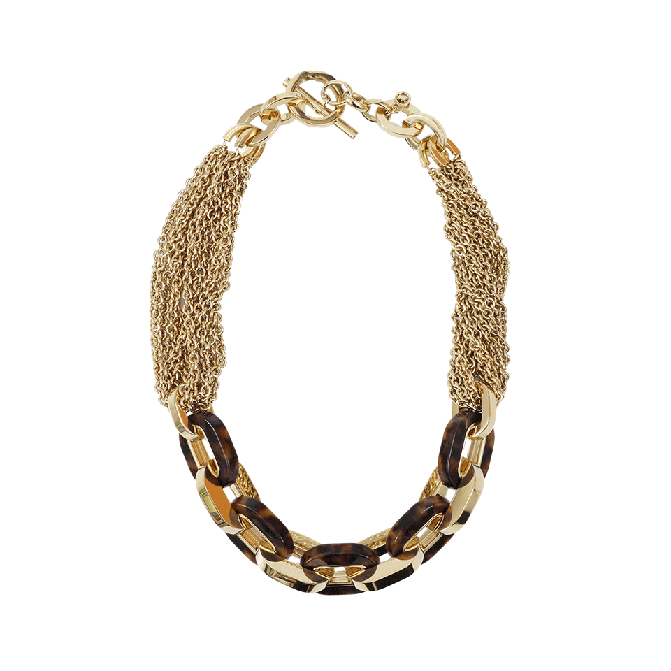 MICHAEL KORS JEWELRY-Gold Link Toggle Horn Necklace-TORTOISE