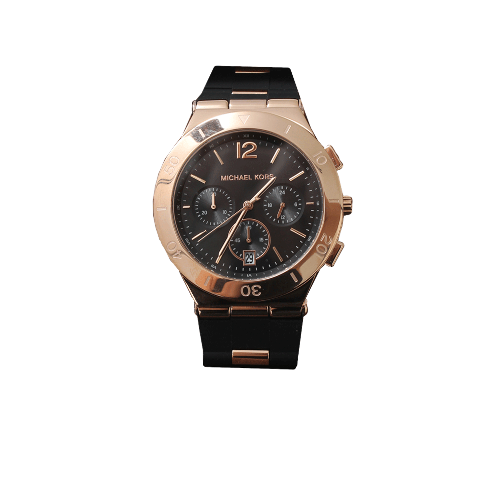 MICHAEL KORS WATCH-Slim Runway Watch-BLK/RG