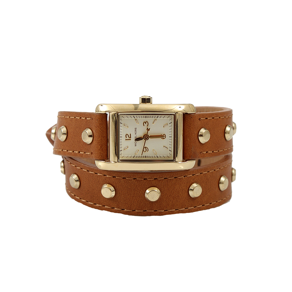 MICHAEL KORS WATCH-Mini Taylor Double Wrap Watch-GLD/BRN