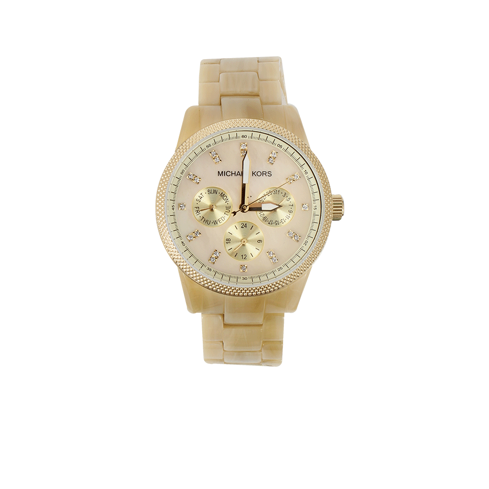 MICHAEL KORS WATCH-Horn And Mop Chronograph Watch-HORN/GLD