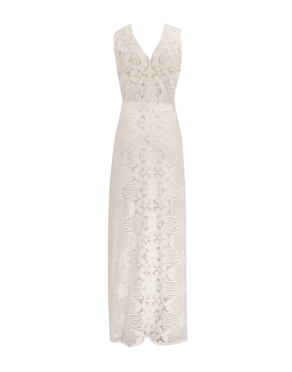 MIGUELINA-Eve Belted Long Lace Dress-