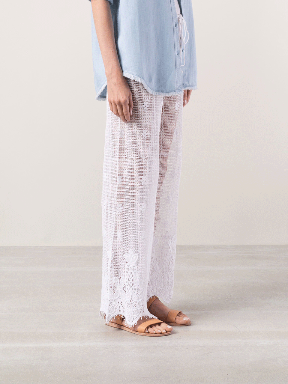MIGUELINA-Cotton Crochet Pants-