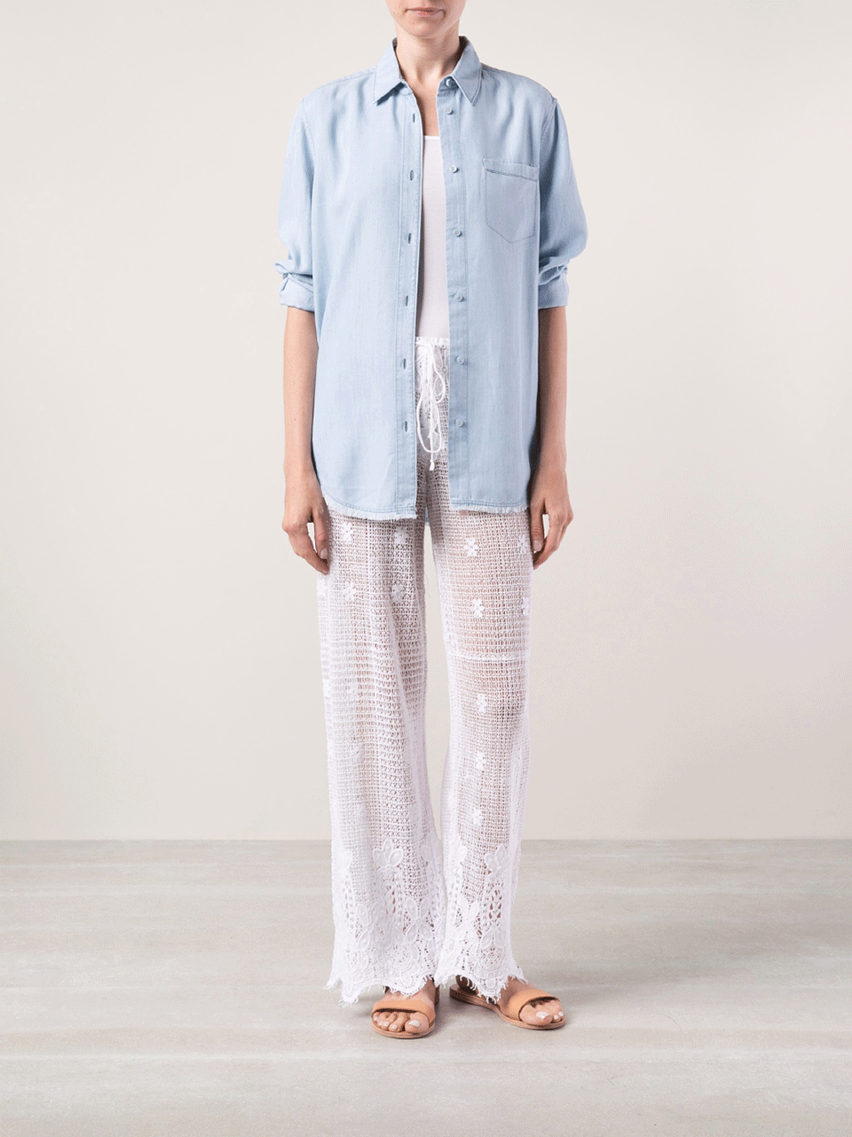 MIGUELINA-Cotton Crochet Pants-