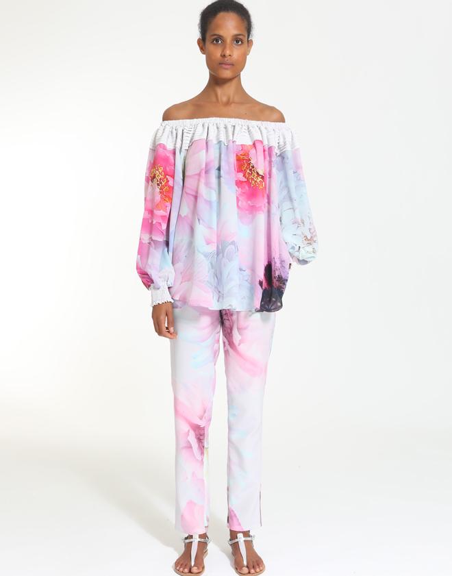 MIMI LIBERTE-Pink Flower Sailor Blouse-