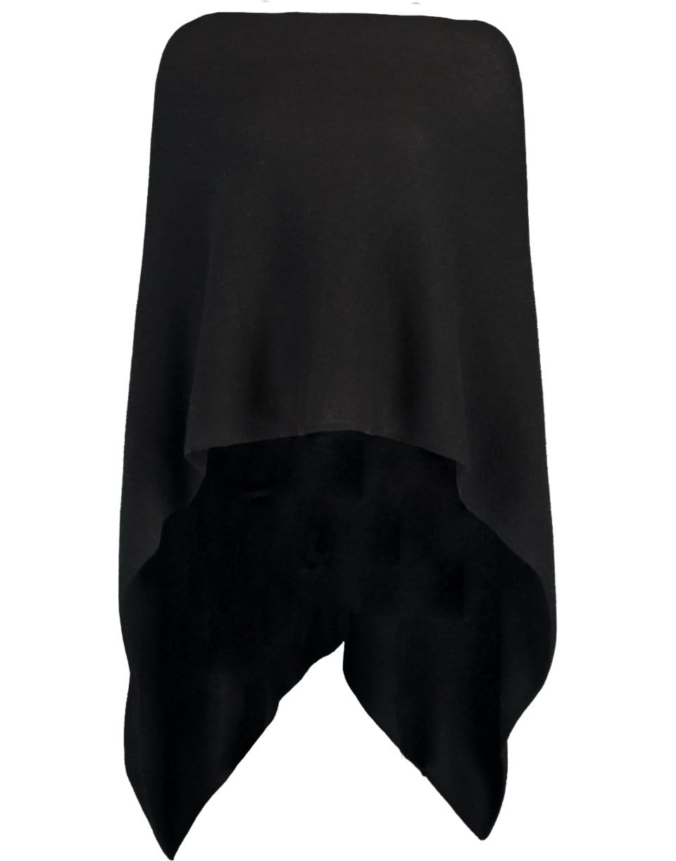 MINNIE ROSE-Black Ruana Cashmere Poncho-BLACK