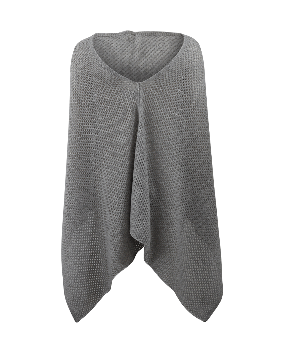 MINNIE ROSE-Cashmere Poncho-HTHR GRY