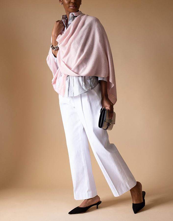 MINNIE ROSE-Pink Sand Ruana Cashmere Poncho-PNKSAND
