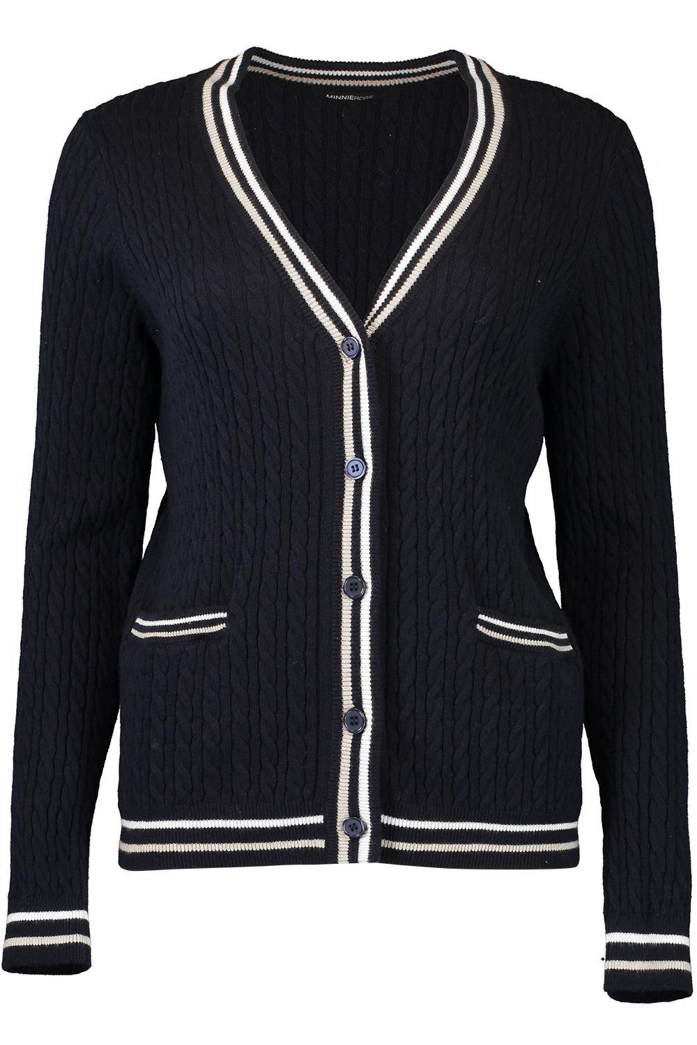 Cable Cardigan - Navy Combo-NVCOMBO-XS-CLOTHINGTOPCARDIGAN-MINNIE ROSE