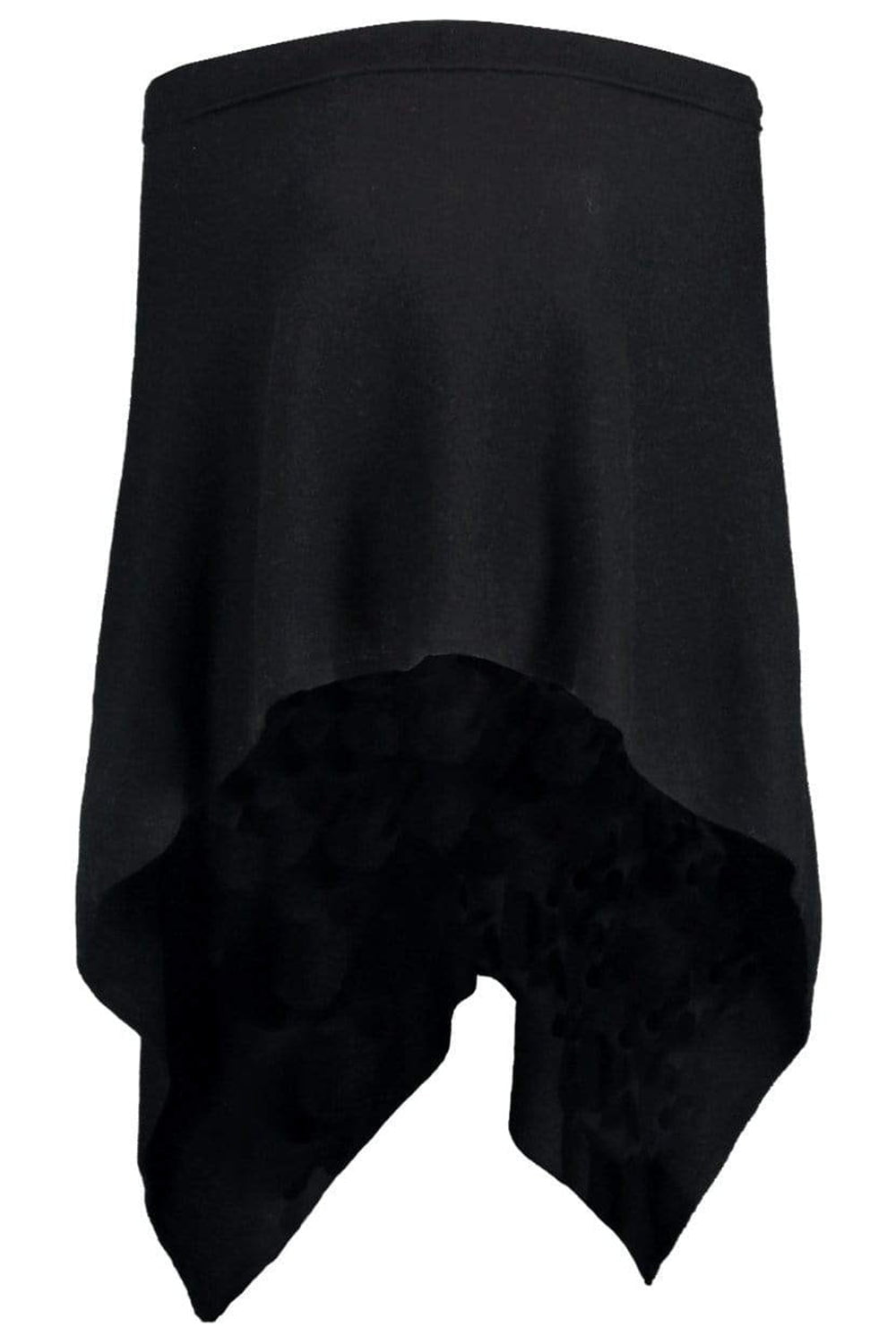 MINNIE ROSE-Ruana Poncho - Black-BLACK