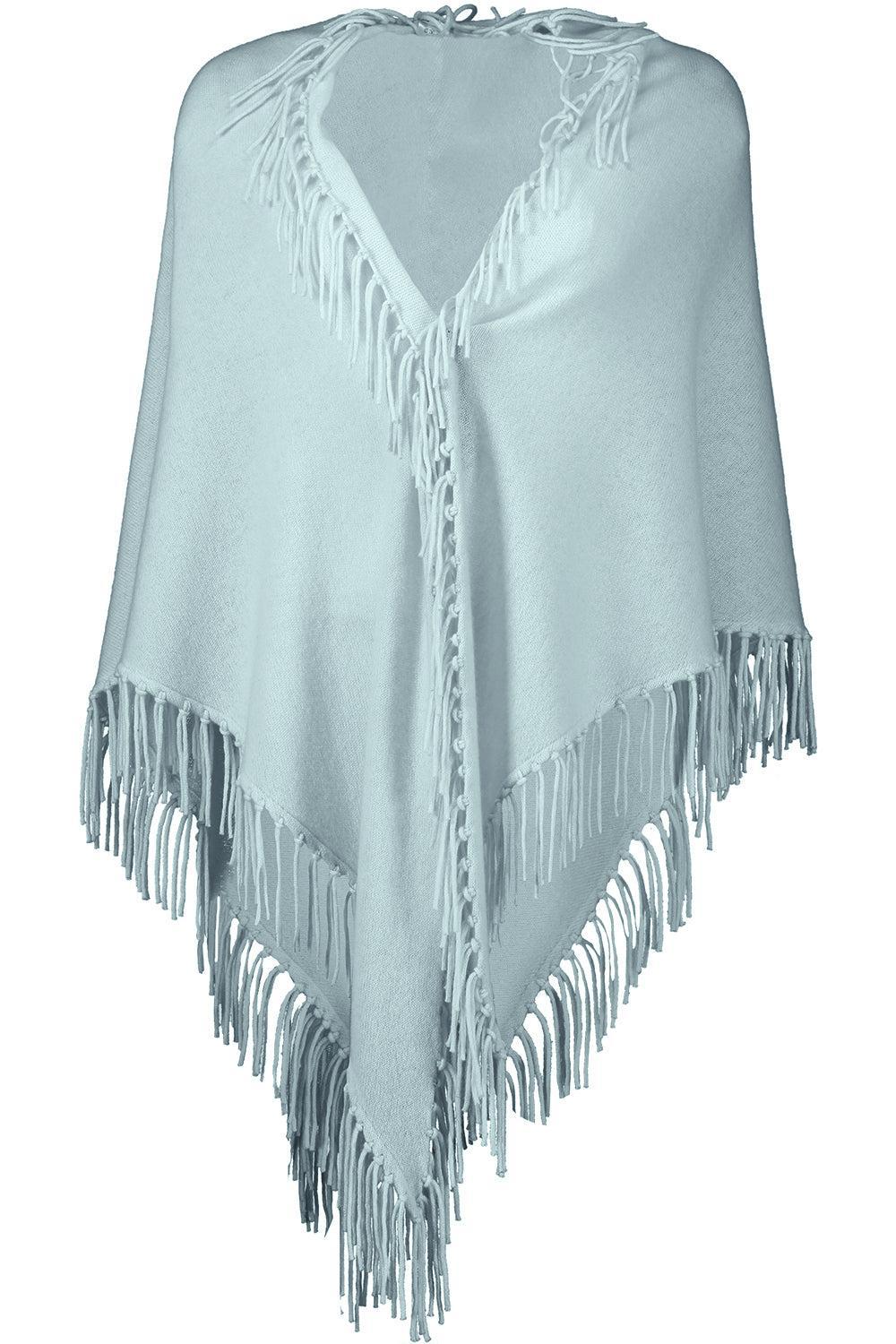 Fringe Shawl - Cameo Blue-CAMEOBLU-O/S-CLOTHINGTOPPONCHO-MINNIE ROSE