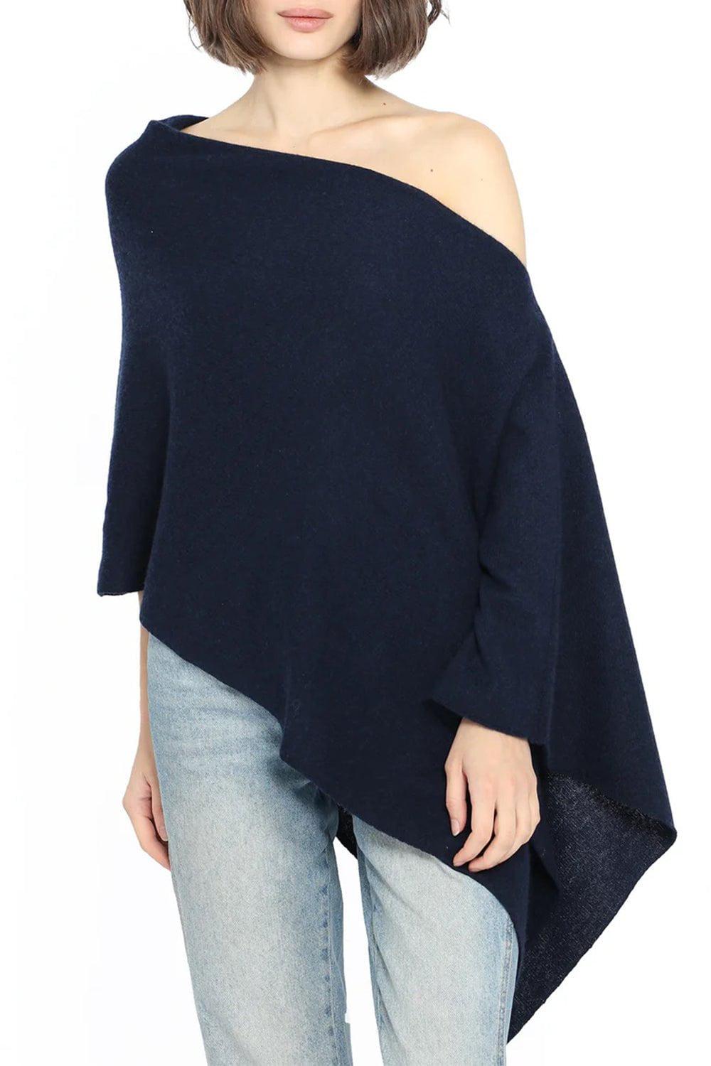 MINNIE ROSE-Ruana Poncho - Navy-NAVY